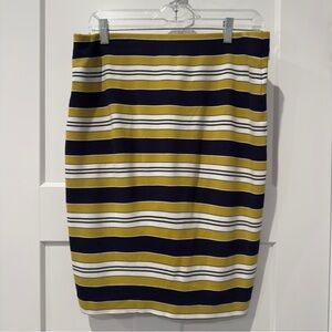 Ann Taylor Factory Green, Blue and White Striped Pencil Skirt - Size Medium